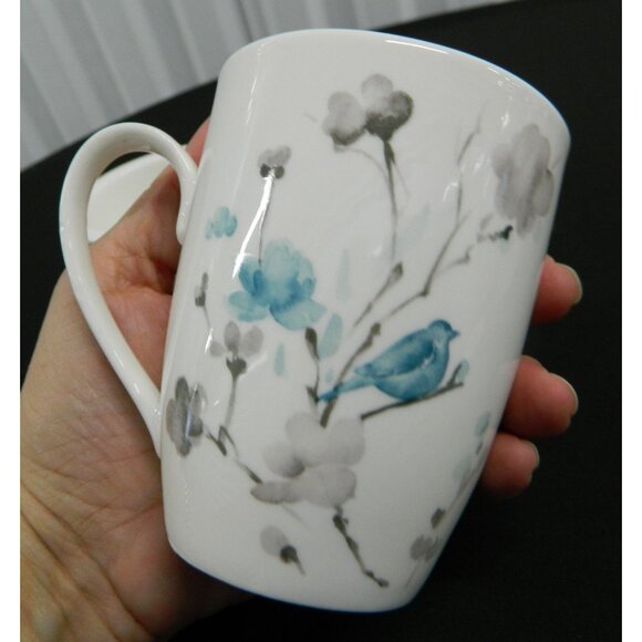 Novel Korea Ceramic Tea Infuser Mugs Lids & Strainers Floral Bird Design Set  2 - Picture 12 of 16